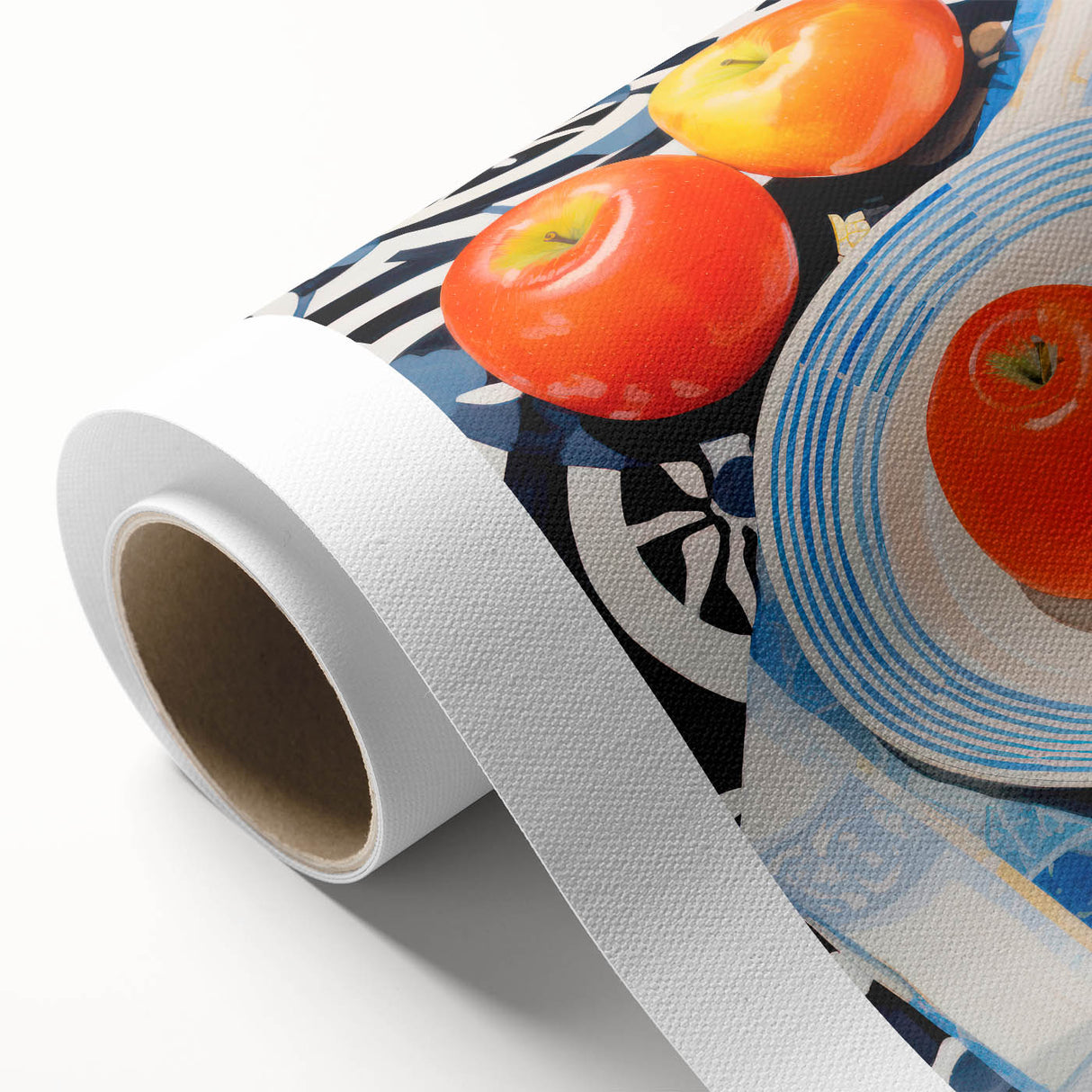 Maximalist Still Life Wall Art with Bold Apple and Plate Eclectic Design