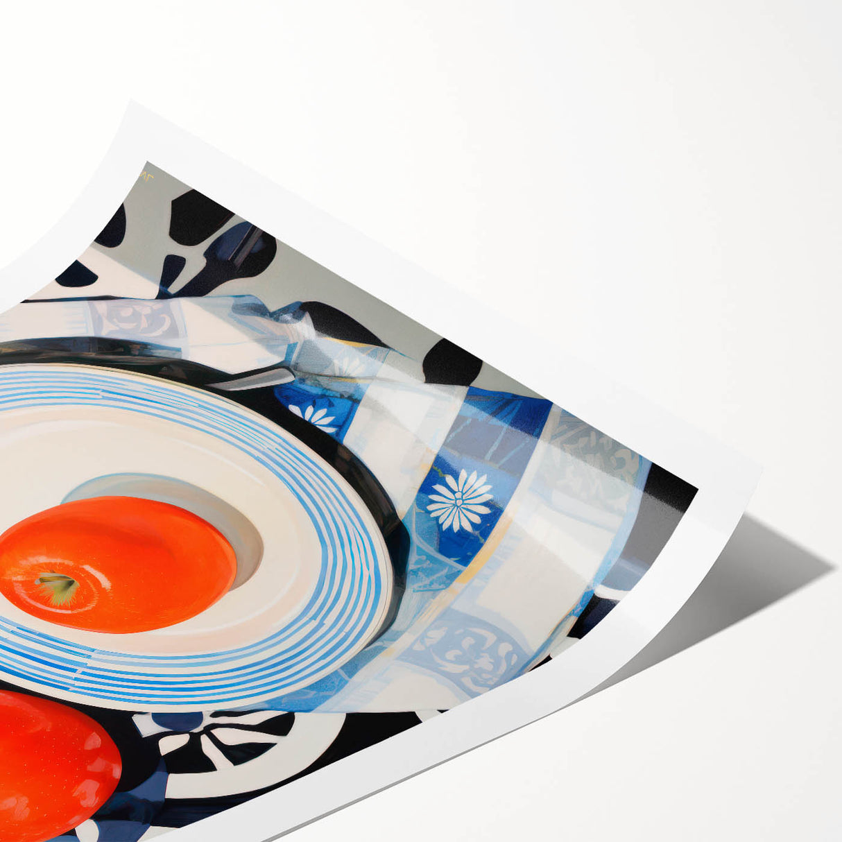 Maximalist Still Life Wall Art with Bold Apple and Plate Eclectic Design