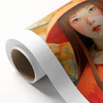 Maximalist Portrait Wall Art with Bold Florals and Vibrant Orange Hat Design