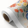 Maximalist Floral Wall Art with Bold Flowers in Intricate Blue Vase Design