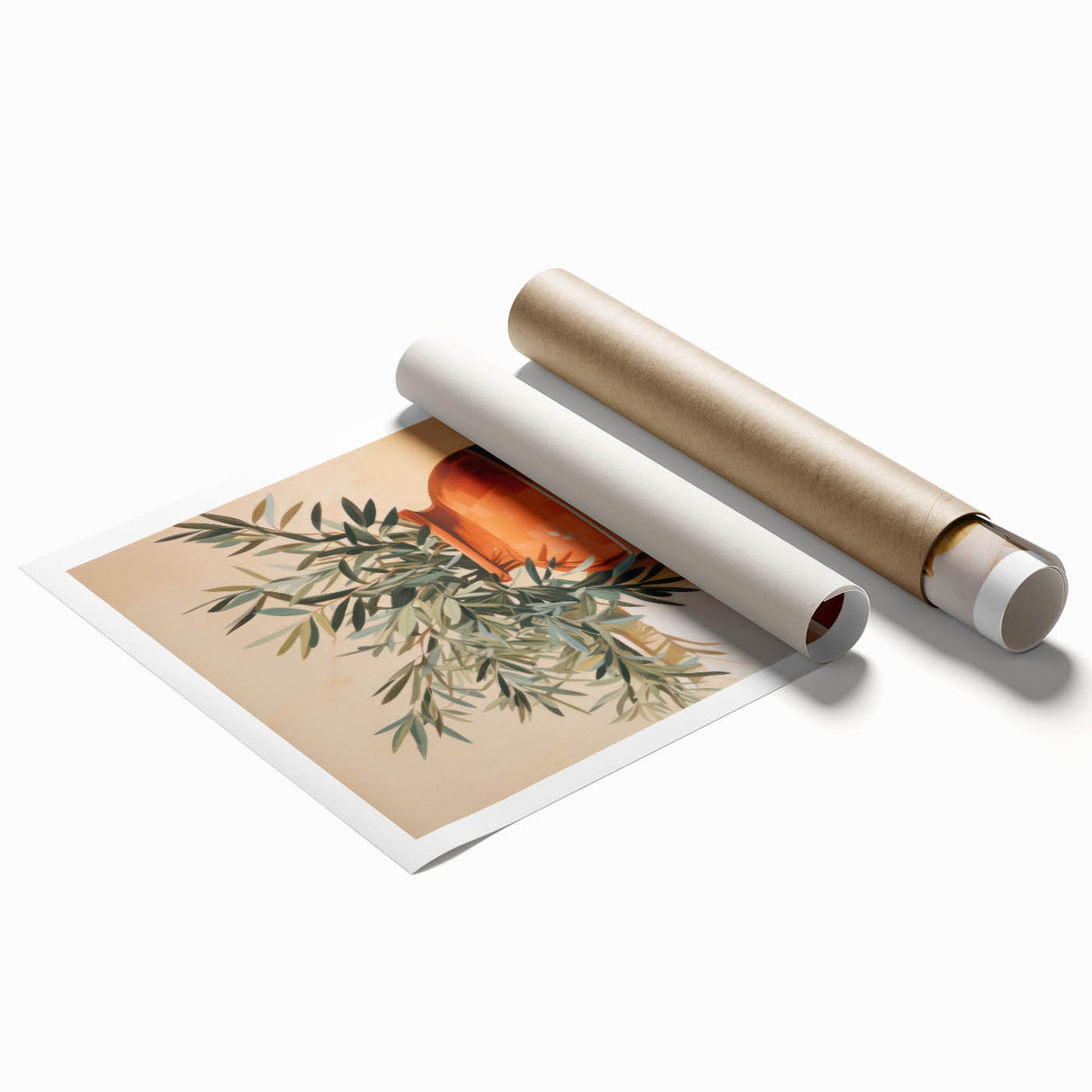 Maximalist Still Life Wall Art with Bold Terracotta Vases and Foliage