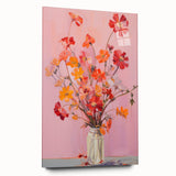 Maximalist Floral Wall Art with Bold Red and Yellow Flowers in Vase Design
