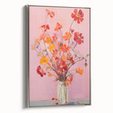 Maximalist Floral Wall Art with Bold Red and Yellow Flowers in Vase Design