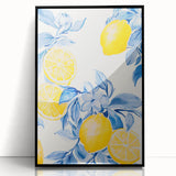 Maximalist Wall Art - Bold Lemon and Blue Foliage Decor for Vibrant Homes