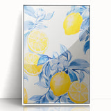 Maximalist Wall Art - Bold Lemon and Blue Foliage Decor for Vibrant Homes