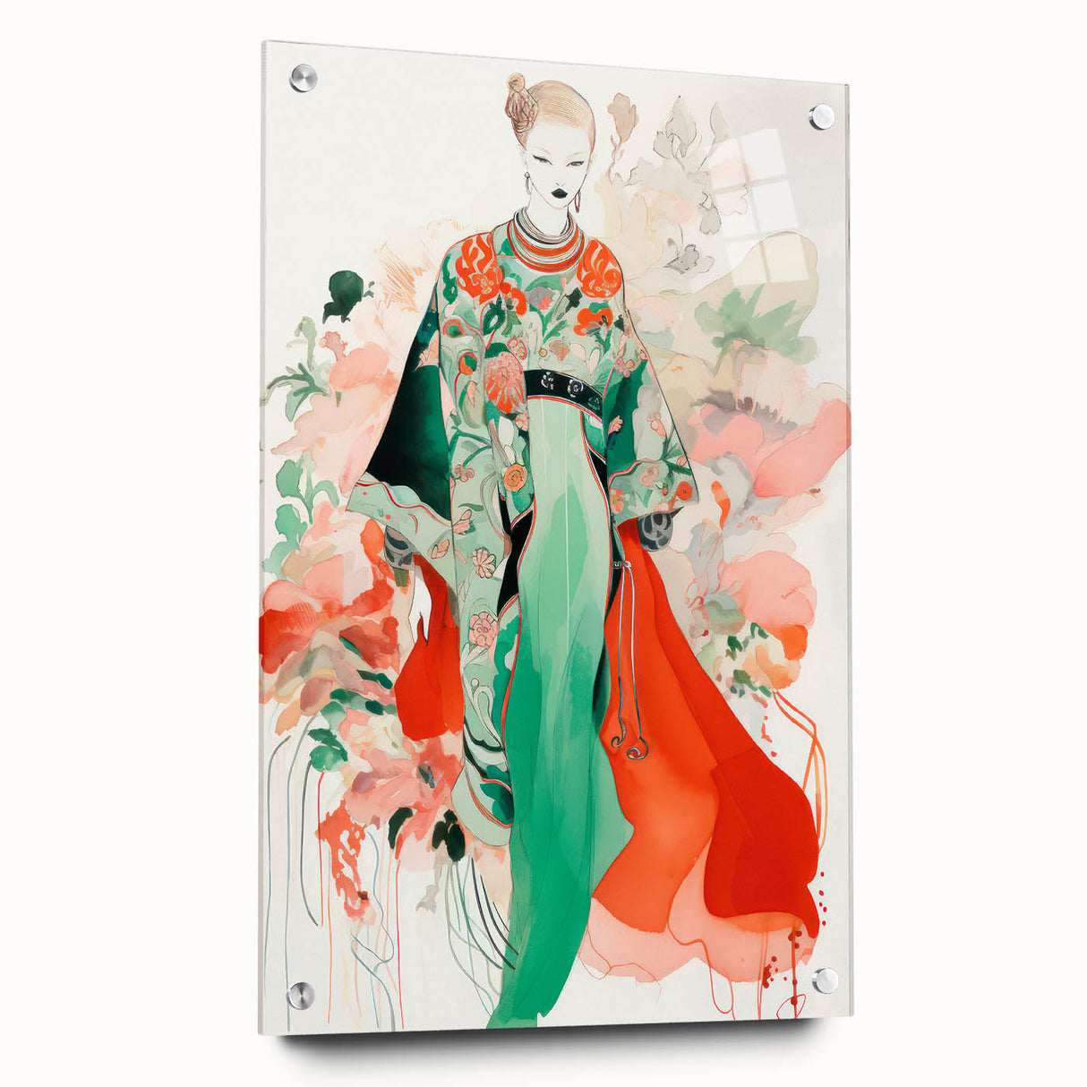 Maximalist Wall Art - Bold Fashion Illustration with Floral Accents