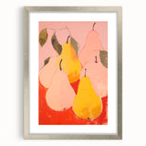 Maximalist Wall Art - Bold Pear Still Life with Pink and Yellow Tones