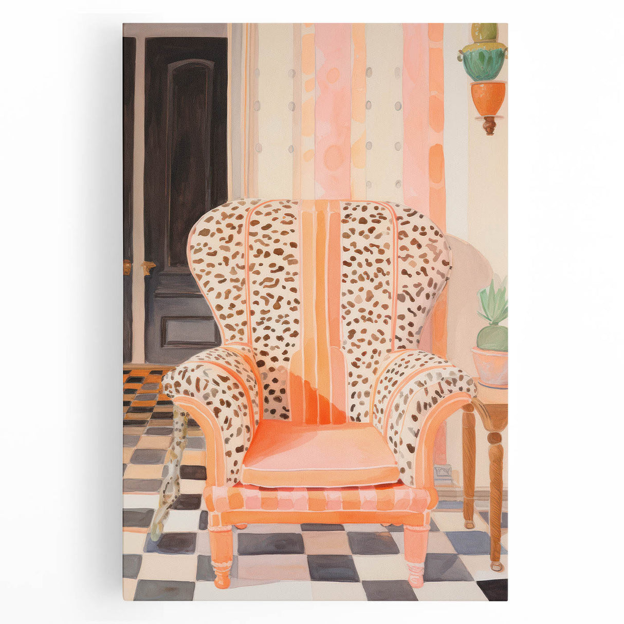 Maximalist Wall Art - Bold Leopard Print Armchair with Eclectic Style