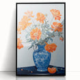 Maximalist Wall Art - Bold Floral Arrangement in Blue and Orange Vase