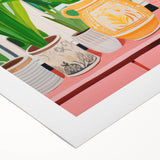 Maximalist Wall Art - Bold Tulip Garden with Vases and Vibrant Greenery