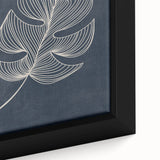 Mid Century Modern Art - Minimalist Geometric Leaf Decor on Dark Blue
