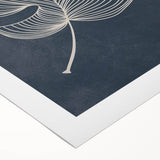Mid Century Modern Art - Minimalist Geometric Leaf Decor on Dark Blue