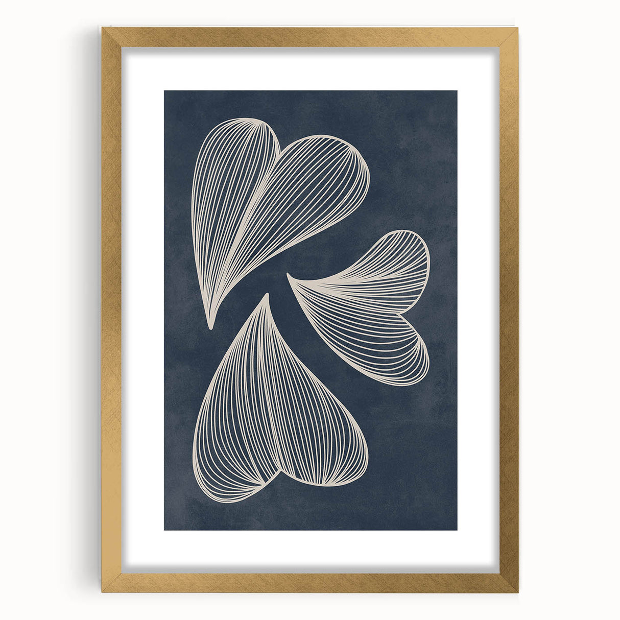 Mid Century Modern Art - Retro Abstract Geometric Leaf Design in Blue