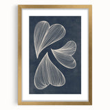 Mid Century Modern Art - Retro Abstract Geometric Leaf Design in Blue