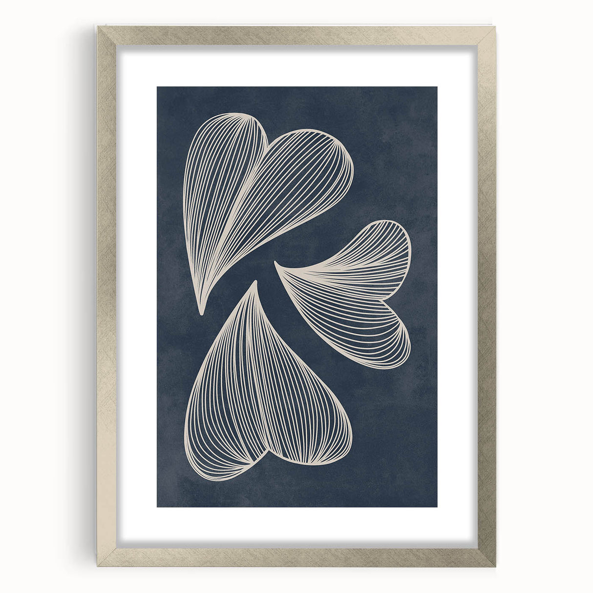 Mid Century Modern Art - Retro Abstract Geometric Leaf Design in Blue