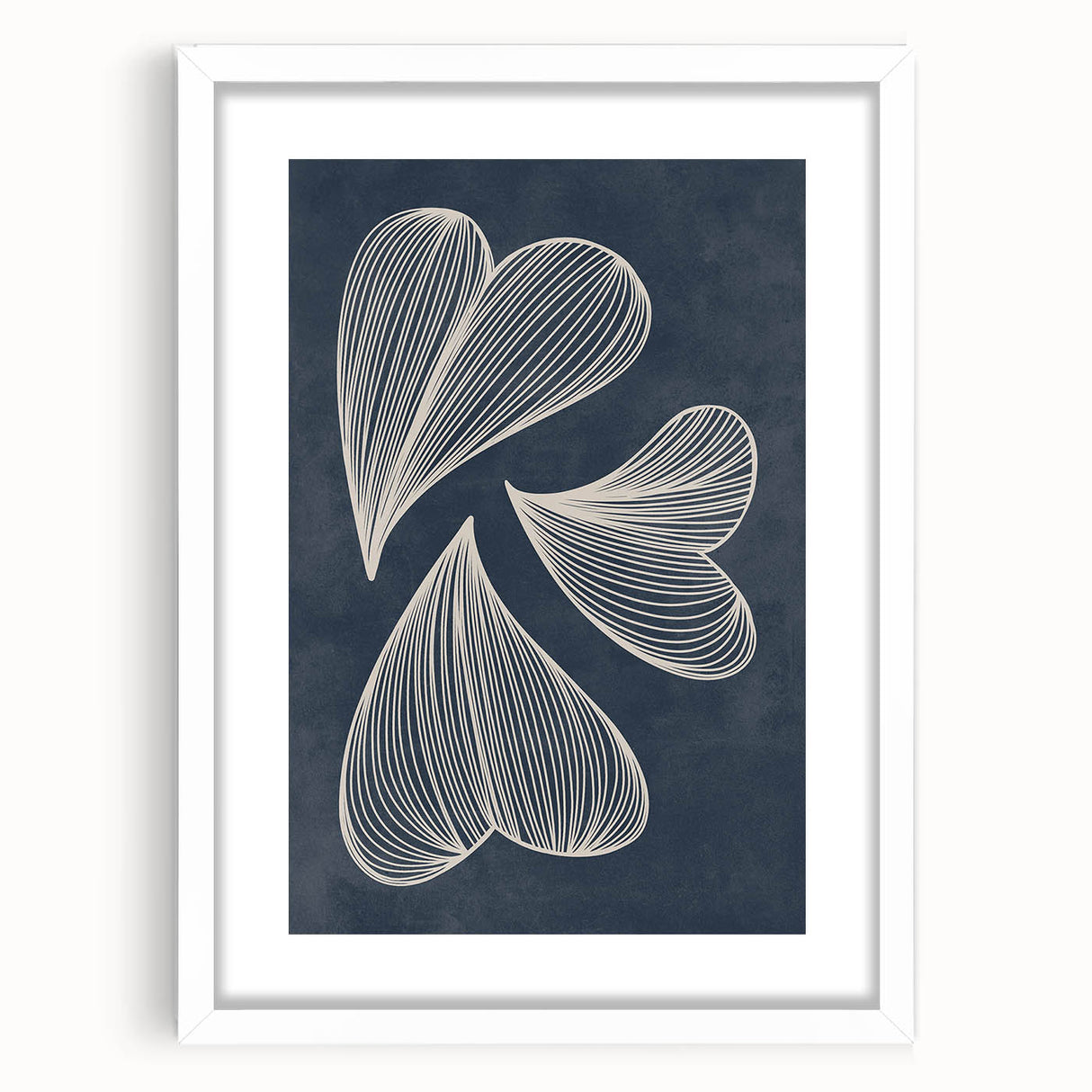 Mid Century Modern Art - Retro Abstract Geometric Leaf Design in Blue