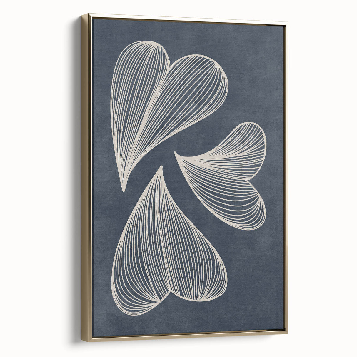 Mid Century Modern Art - Retro Abstract Geometric Leaf Design in Blue
