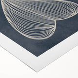 Mid Century Modern Art - Retro Abstract Geometric Leaf Design in Blue
