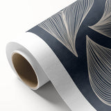 Mid Century Modern Art - Retro Abstract Geometric Leaf Design in Blue