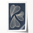 Mid Century Modern Art - Retro Abstract Geometric Leaf Design in Blue