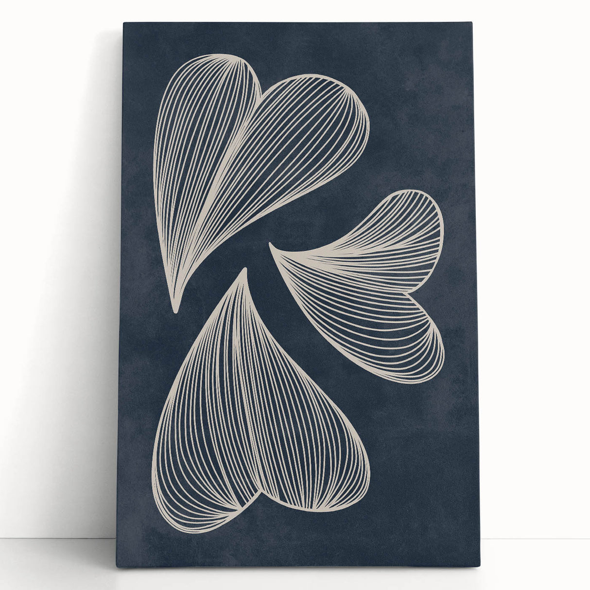 Mid Century Modern Art - Retro Abstract Geometric Leaf Design in Blue