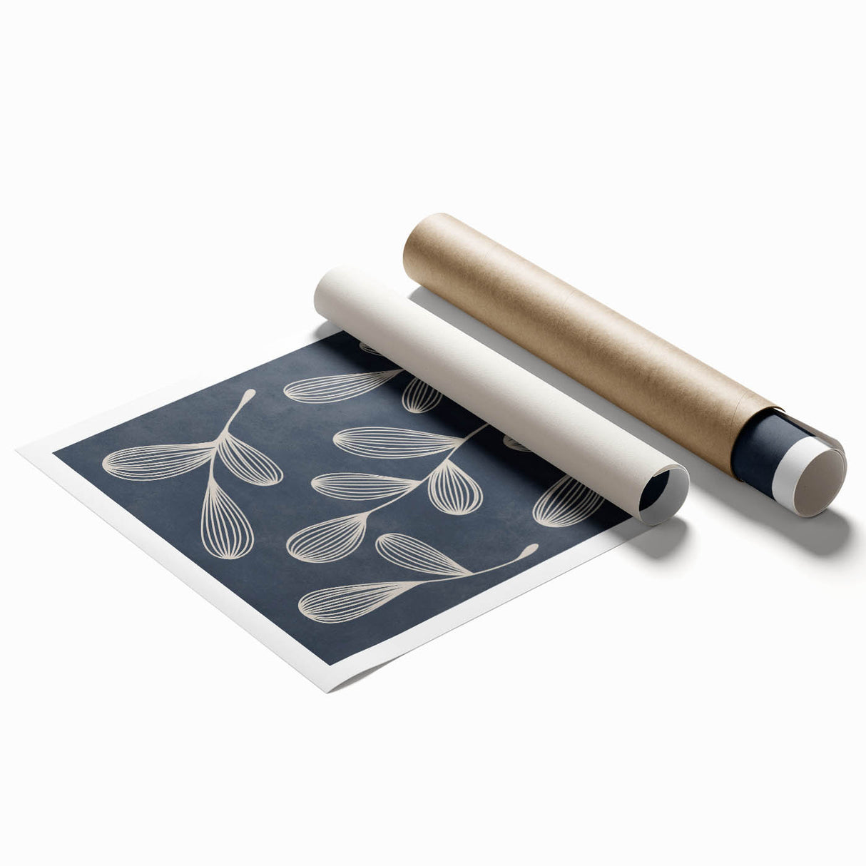 Mid Century Modern Art - Abstract Retro Leaf Pattern in Minimalist Style