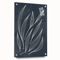 Mid Century Modern Art - Minimalist Abstract Leaf Design in Navy Blue
