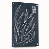 Mid Century Modern Art - Minimalist Abstract Leaf Design in Navy Blue