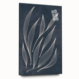 Mid Century Modern Art - Minimalist Abstract Leaf Design in Navy Blue