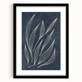 Mid Century Modern Art - Minimalist Abstract Leaf Design in Navy Blue