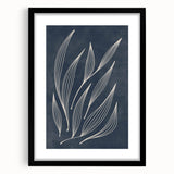 Mid Century Modern Art - Minimalist Abstract Leaf Design in Navy Blue