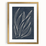 Mid Century Modern Art - Minimalist Abstract Leaf Design in Navy Blue