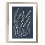 Mid Century Modern Art - Minimalist Abstract Leaf Design in Navy Blue