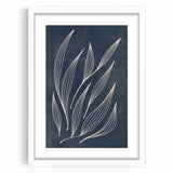 Mid Century Modern Art - Minimalist Abstract Leaf Design in Navy Blue