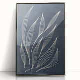 Mid Century Modern Art - Minimalist Abstract Leaf Design in Navy Blue