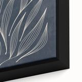 Mid Century Modern Art - Minimalist Abstract Leaf Design in Navy Blue