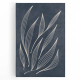 Mid Century Modern Art - Minimalist Abstract Leaf Design in Navy Blue