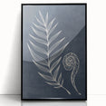 Mid Century Modern Art - Retro Minimalist Botanical Design in Navy Blue