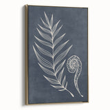 Mid Century Modern Art - Retro Minimalist Botanical Design in Navy Blue