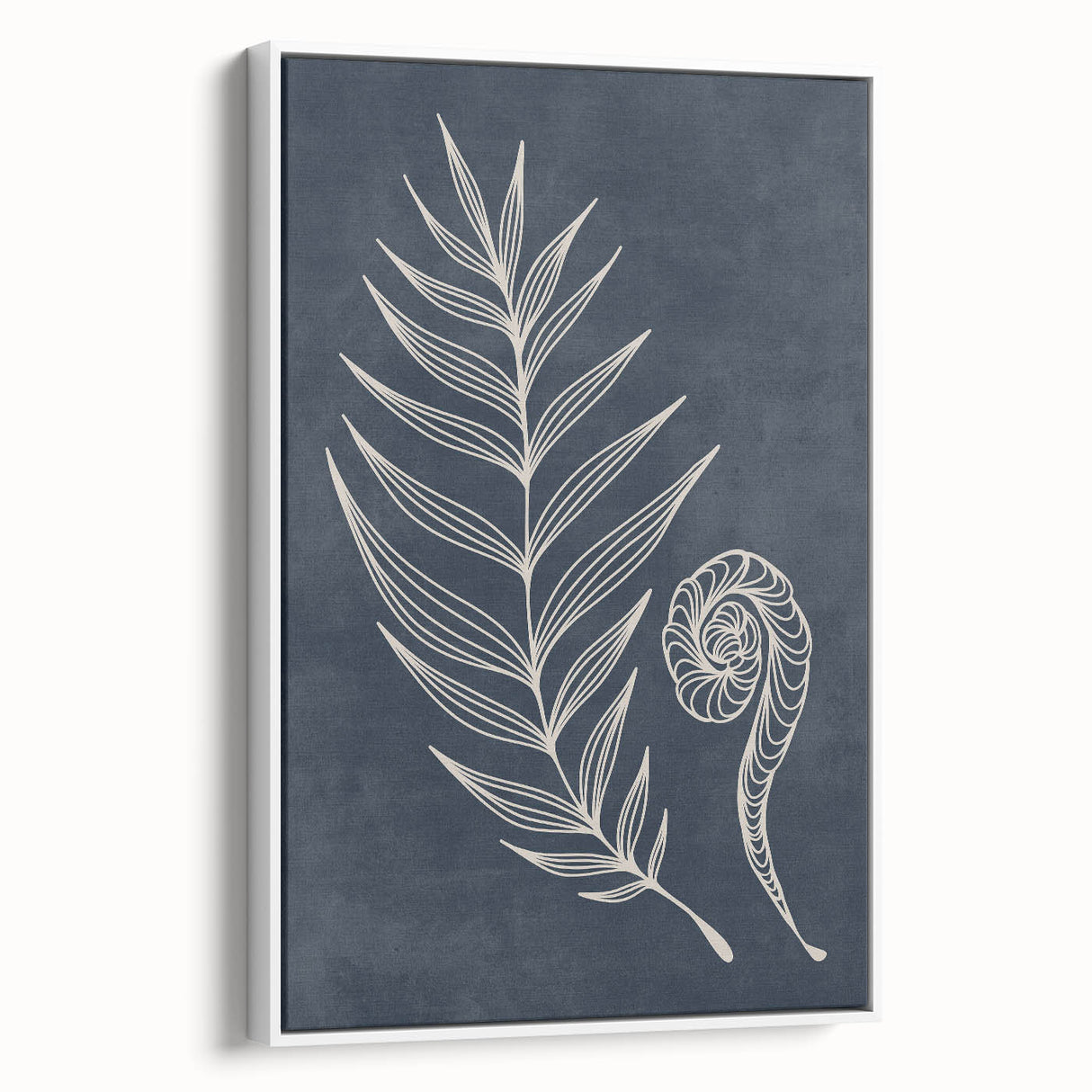 Mid Century Modern Art - Retro Minimalist Botanical Design in Navy Blue