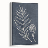 Mid Century Modern Art - Retro Minimalist Botanical Design in Navy Blue