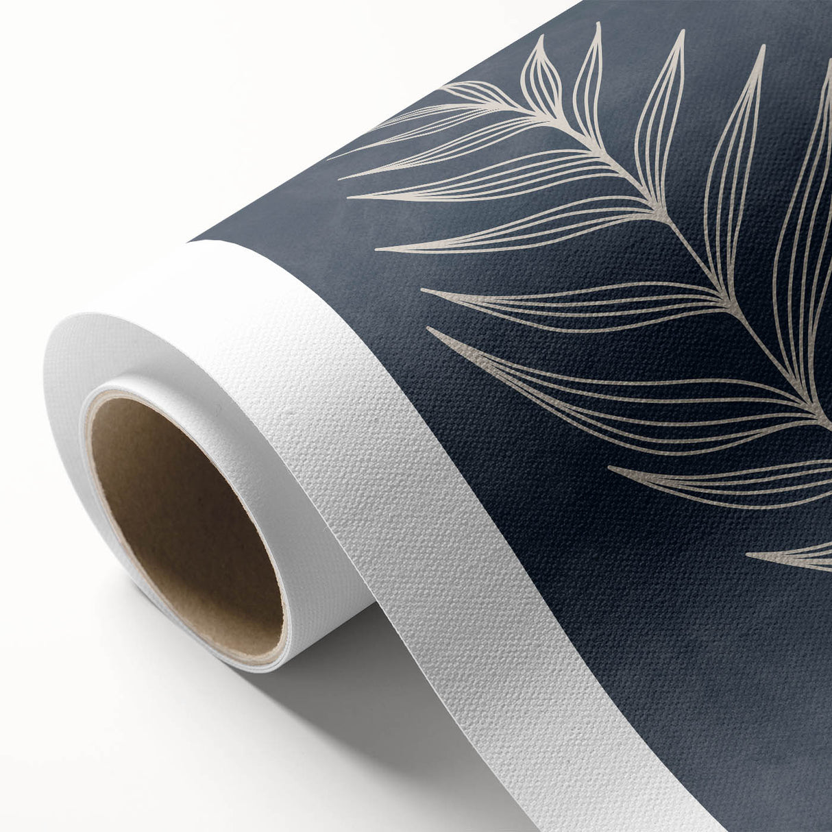 Mid Century Modern Art - Retro Minimalist Botanical Design in Navy Blue