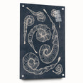 Mid Century Modern Art - Retro Spiral Geometric Design in Navy Blue