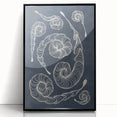 Mid Century Modern Art - Retro Spiral Geometric Design in Navy Blue