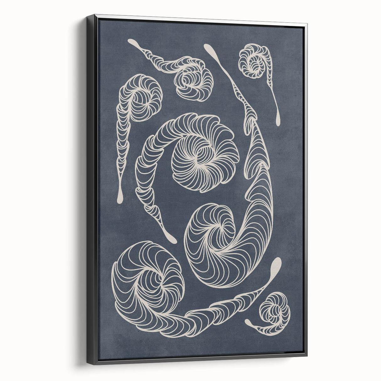 Mid Century Modern Art - Retro Spiral Geometric Design in Navy Blue