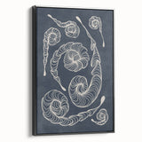 Mid Century Modern Art - Retro Spiral Geometric Design in Navy Blue