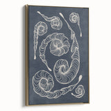 Mid Century Modern Art - Retro Spiral Geometric Design in Navy Blue