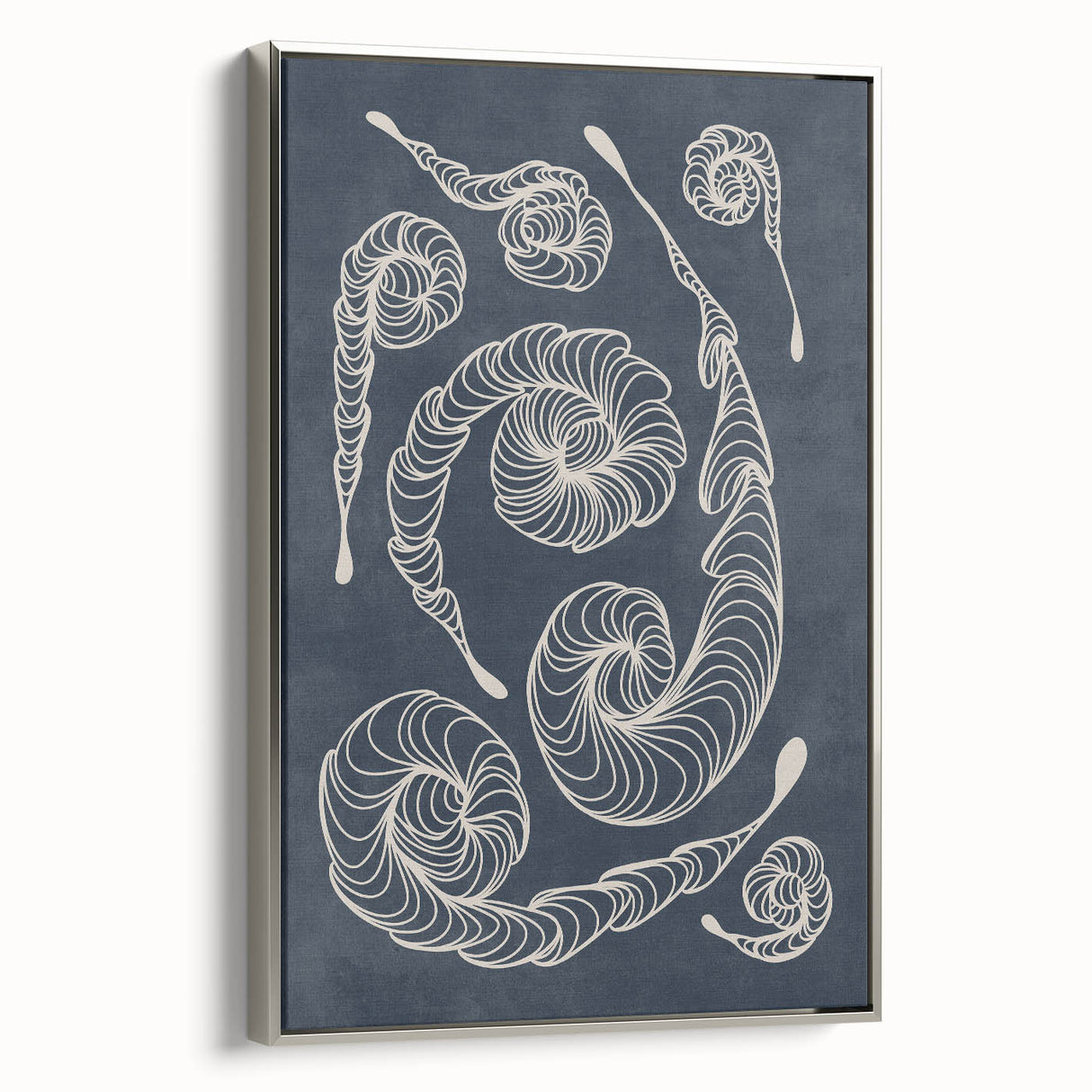 Mid Century Modern Art - Retro Spiral Geometric Design in Navy Blue