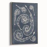 Mid Century Modern Art - Retro Spiral Geometric Design in Navy Blue