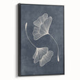 Mid Century Modern Art - Retro Minimalist Ginkgo Leaf Design in Blue